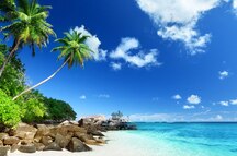 beach on Mahe island Seychelles beach on Mahe island Seychelles